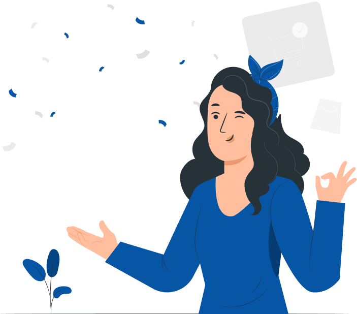 Illustrated woman expressing joy as she views GiveCentral on her computer screen